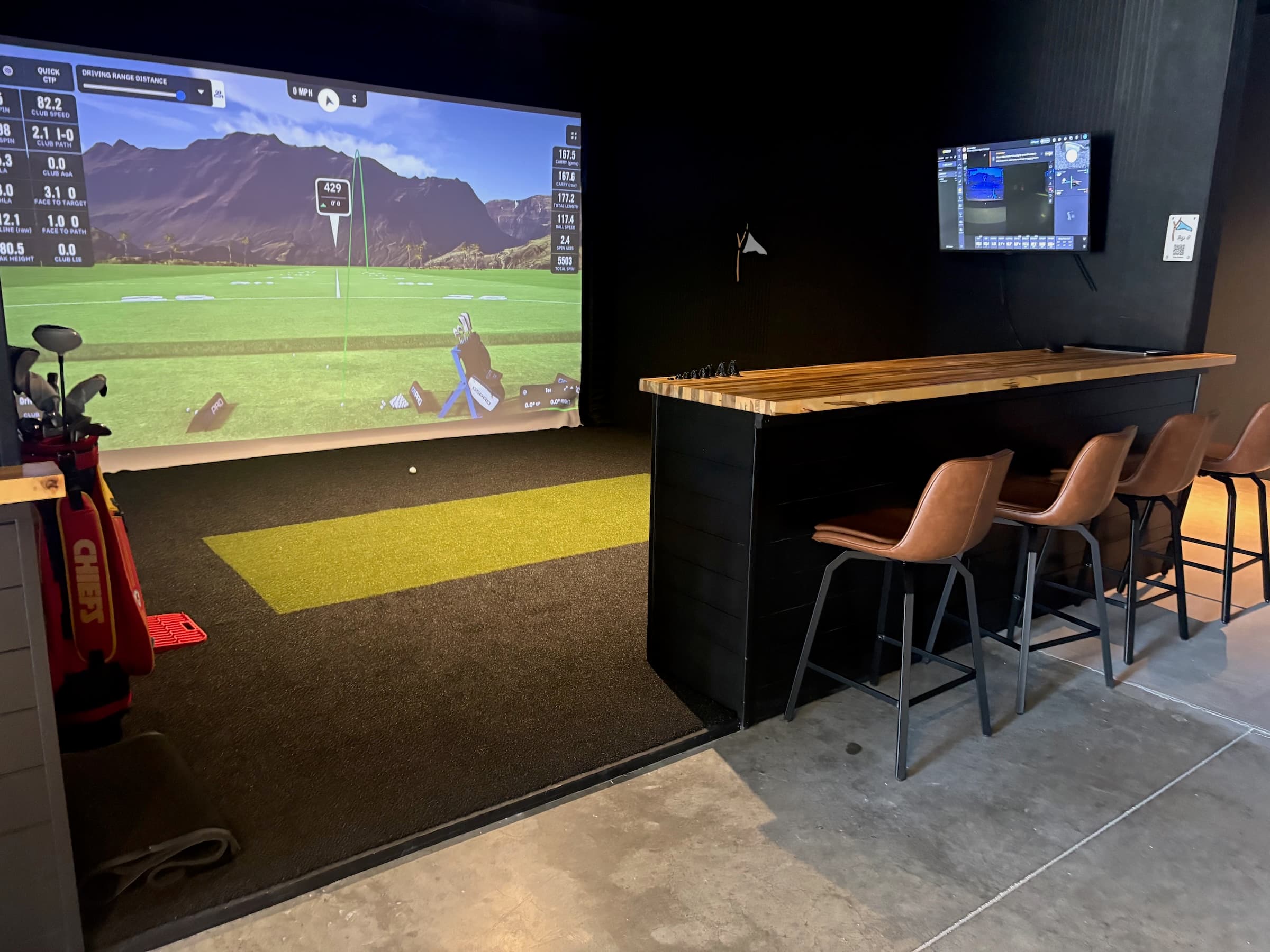 Inside a Scramblers Golf Club simulator bay